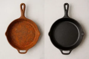 Proceso de curado sartén de hierro paso a paso