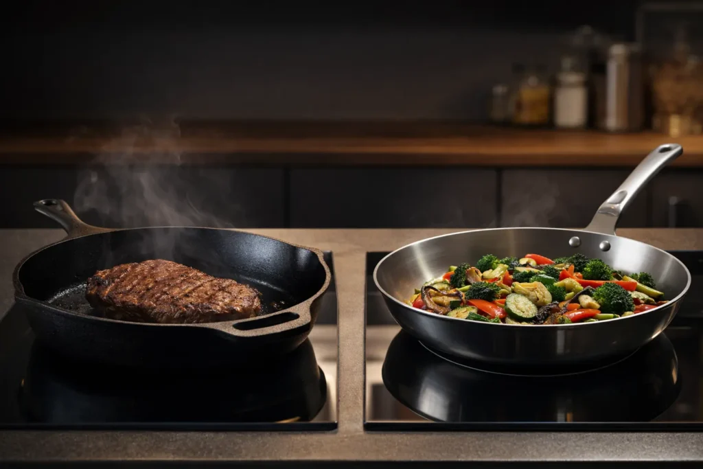 Comparativa entre sartenes Lodge de hierro fundido y De Buyer de acero al carbono